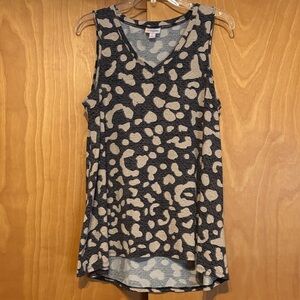 LuLaRoe Black and Cream Patterned High-Low Tank Top